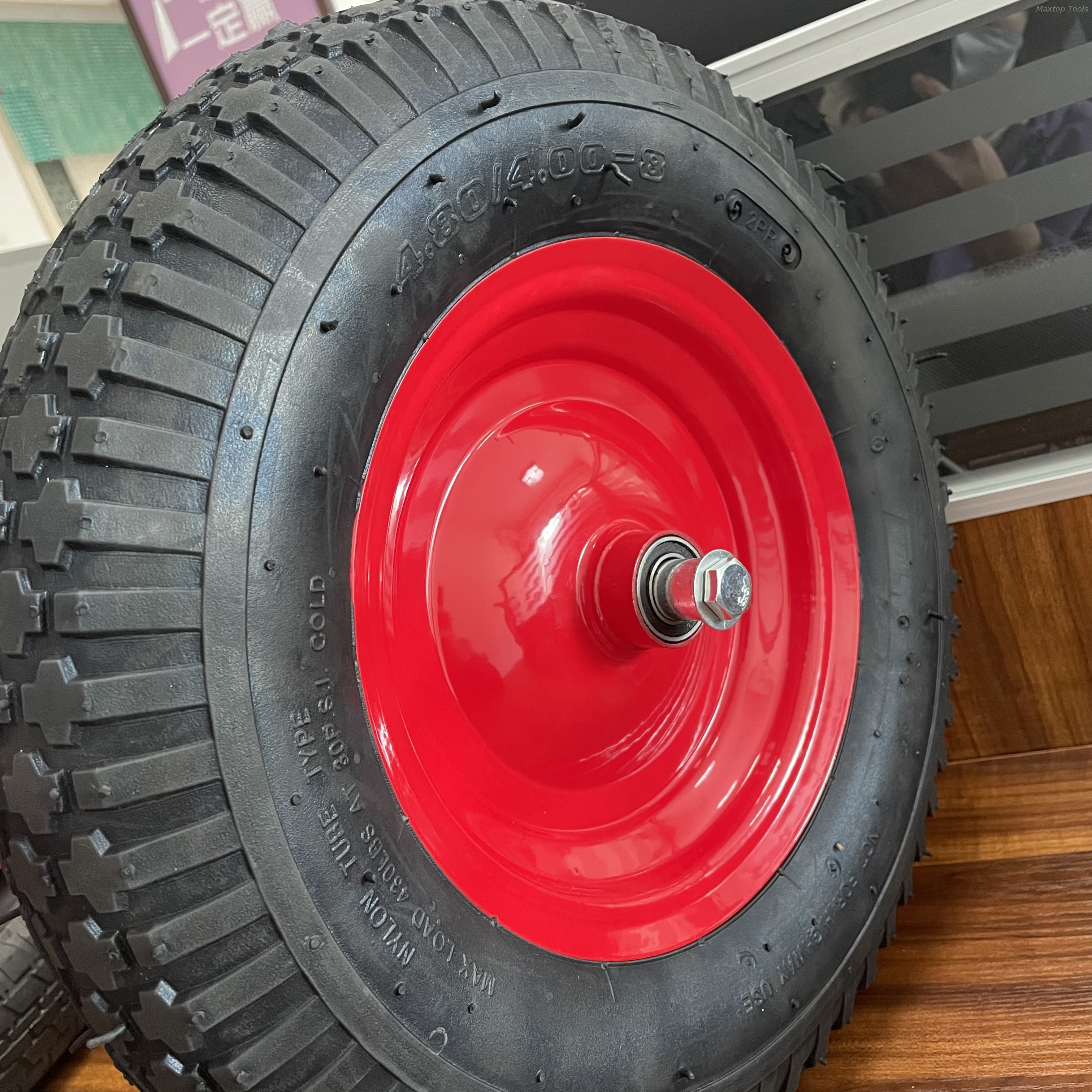 Maysun Factory Direct 4.8/4.00-8 2PR Air-Filled Pneumatic Tire Wheel Assembly Cross Tread Pattern Construction Agriculture Metal