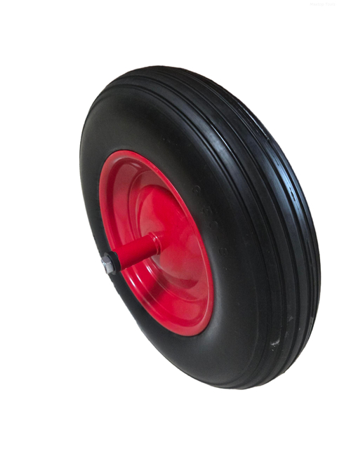 Metal Rim Solid Tubeless Tyre 3.50-8 PU Foam Wheels for Trolley Cart Wheelbarrow with Bearing