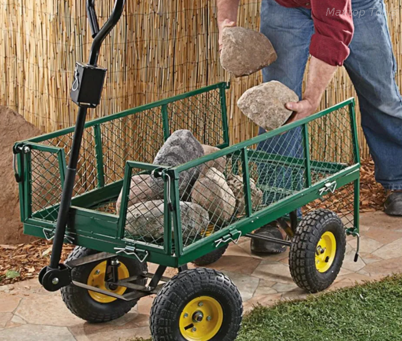 Heavy Duty Moveable Fence Steel Mesh Utility Garden Tools Cart 