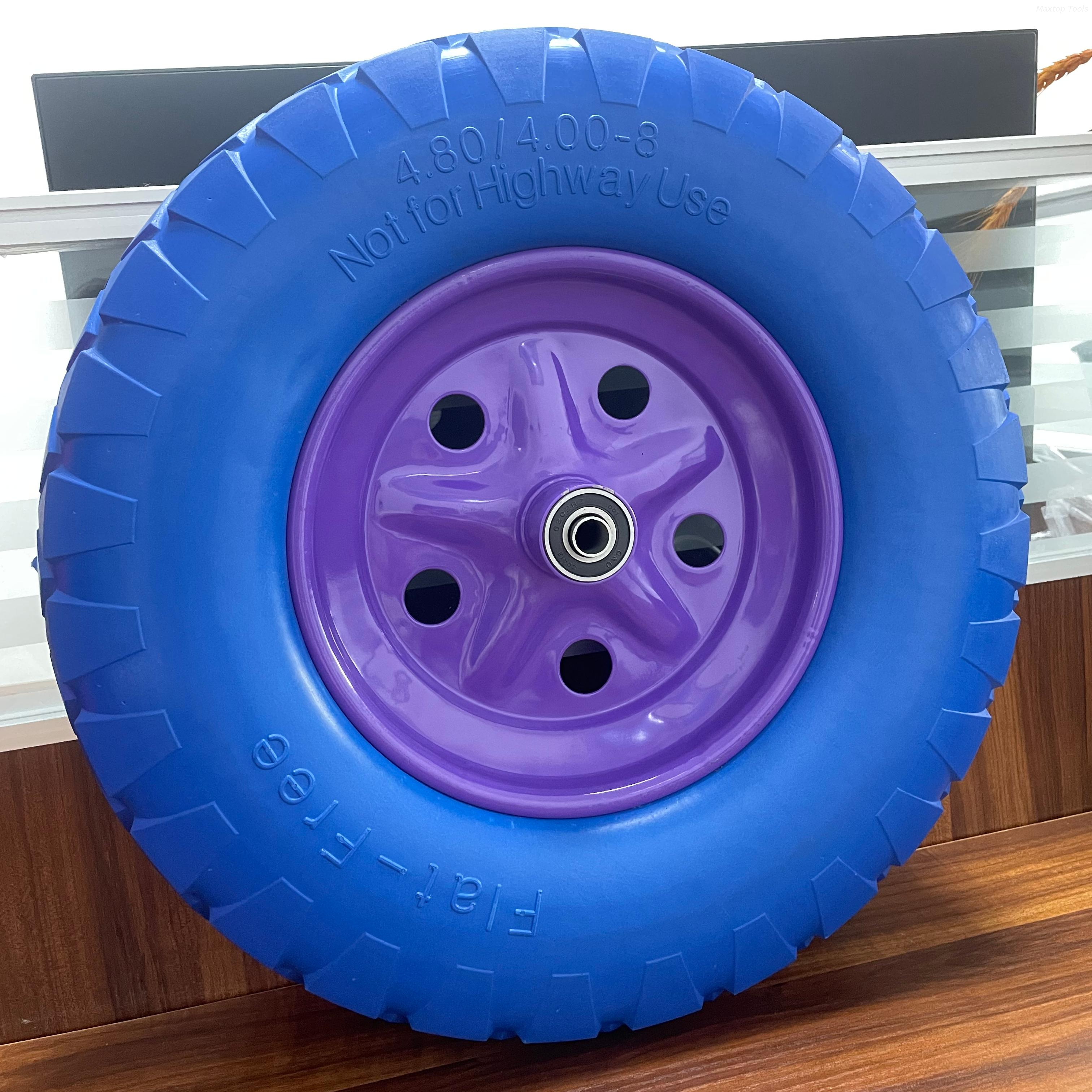 Maysun Factory 4.80x4.00-8 Urethane Puncture Proof Wheel for Material Handling Equipment for Wheelbarrows And Tool Carts