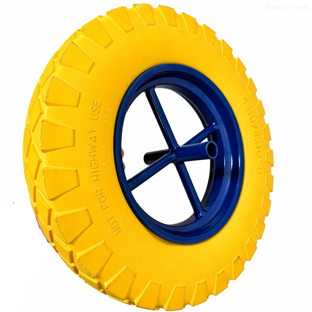 4.80/4.00-8 PU Foam Wheel ∅20x120mm Steel Rim for Wheelbarrow 